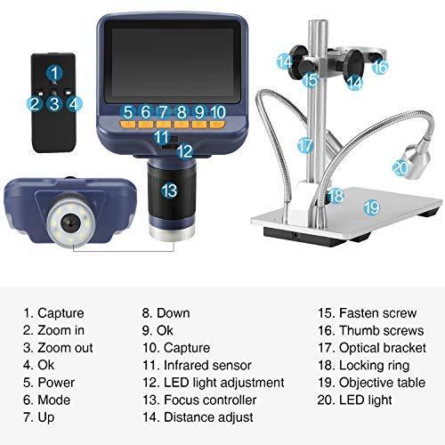 新品未使用！ Koolertron 4.3インチ 1080P LCDデジタルUSB顕微鏡 10倍拡大ズーム付き 8LED調整可能ライト カメラビデオレ 【2964590713】(15795円)