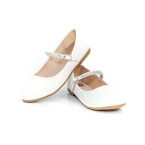 ファンシーフラッツガールズドレスシューズ ドレッシーな女の子のためのフォーマルシューズ バレエスパークルウェディングパーティー 愛らしい 並行輸入