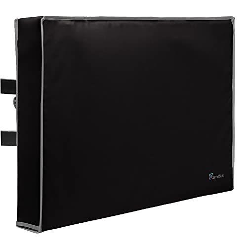 Garnetics アウトドアテレビカバー - フラットテレビ用耐候保護 - ユニバーサルマウントとスタンドに対応 - ブラック 並行輸