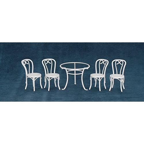 ドールハウスミニチュアホワイトPatioテーブル&椅子