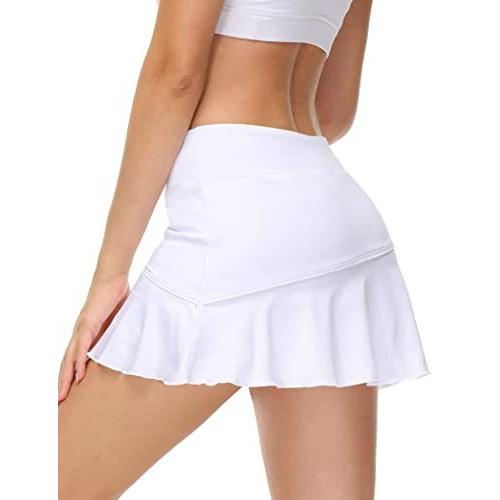 UrKeuf女子アスレチックテニスポケットスカート軽量ゴルフランニングワークアウトスコートスポーツショーツ付き 並行輸入