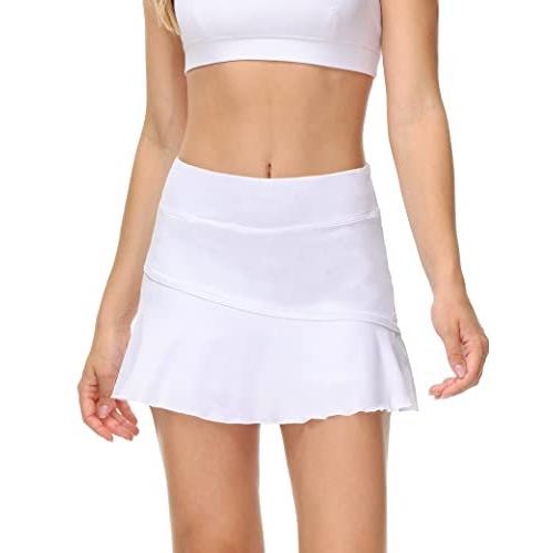 UrKeuf女子アスレチックテニスポケットスカート軽量ゴルフランニングワークアウトスコートスポーツショーツ付き 並行輸入