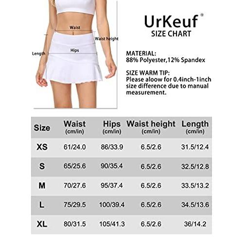 UrKeuf女子アスレチックテニスポケットスカート軽量ゴルフランニングワークアウトスコートスポーツショーツ付き 並行輸入