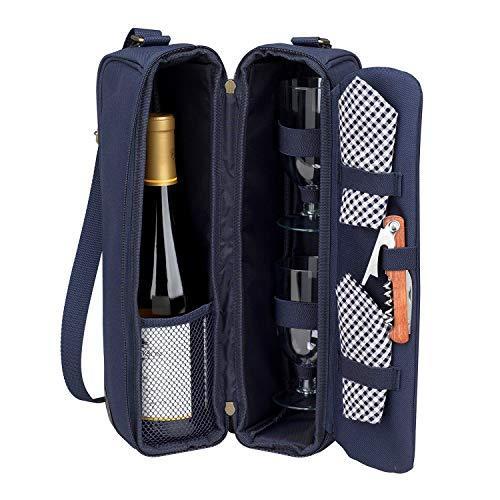 Picnic at Ascot ワインバッグ 断熱素材 グラス ナプキン コルク抜き付 Navy 並行輸入 並行輸入 | Picnic at Ascot ワインバッグ 断熱素材 グラス ナプキン