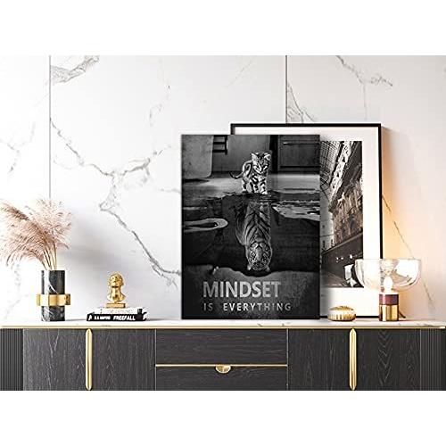 かわいい猫 キャンバスプリント ウォールアート トラと猫の絵 白黒 動物ポスター 絵画 モダンで感動的なアートワーク 木製装飾 ゲストル 並行輸入