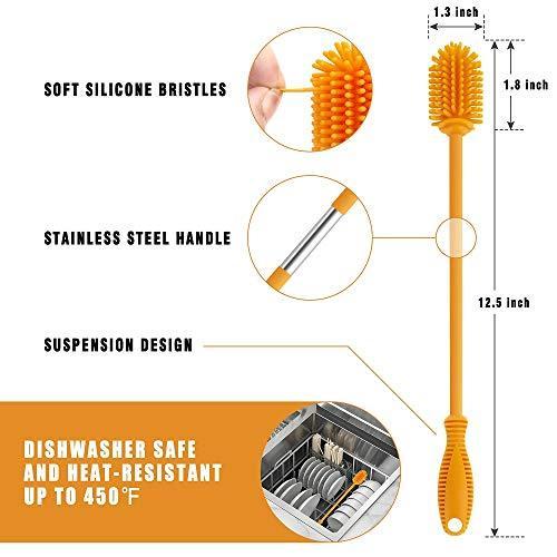 ddLUCK 長柄シリコン製瓶ブラシ，BPAなし30.5cm水筒ブラシ，ハイドロフラスコ、スポーツボトル、花瓶、魔法瓶、ガラス製品の洗浄す｜kurichan-shop｜04