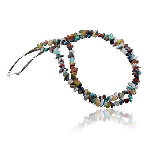 ネイティブベイ $240タグ 認定 2ストランド ナバホ シルバー マルチカラー ストーン ネックレス 15501-16 Loma Si 並行輸入