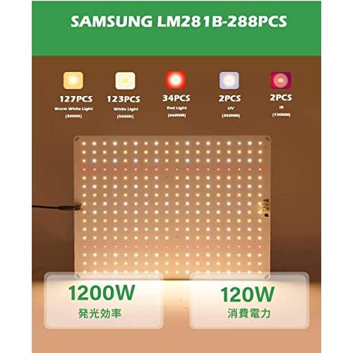 Aokson　植物育成ライト　LED光合成ライト　フルスペクトル　調光可能　観葉植物　LM281B　室内栽　超薄型　日照不足解消　1200W　光補足　SAMSUNG　ライトチップ