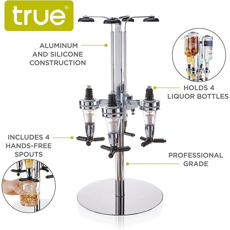適当な価格True Tap、4ボトルリキュールアルミニウムamp;シリコン、ポータブルアルコールディスペンサーステーション、1セット、クリア アルコール用品 ONEIDA グラス タンブラー 24ピース ドリンクウェアセット