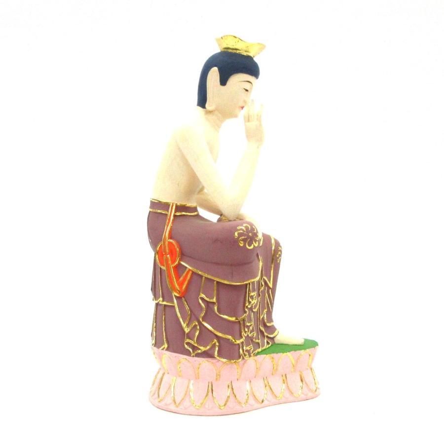弥勒菩薩 半跏像 20cm 【オーン】 桧木彩色