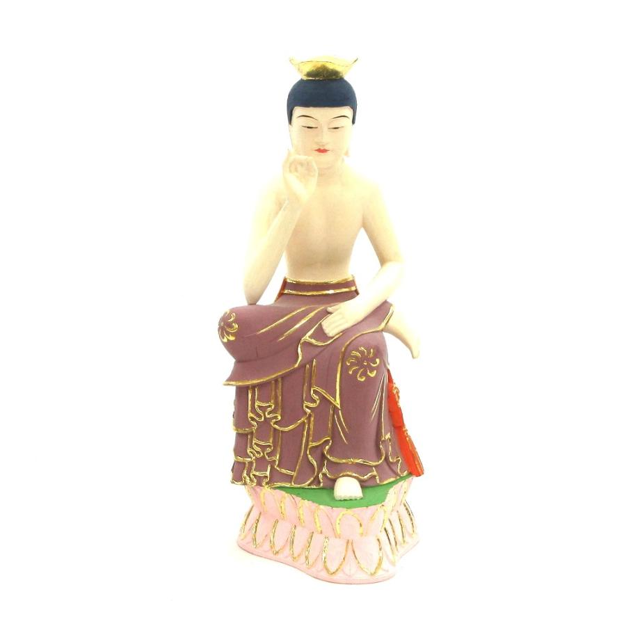 弥勒菩薩 半跏像 20cm 【オーン】 桧木彩色