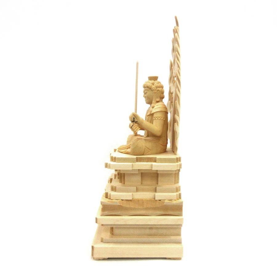 仏像 不動明王 座像 3.5寸 四角台座（瑟々座） 火焔光背 桧木 不動明王像 真言宗脇侍 お不動様 座不動_3