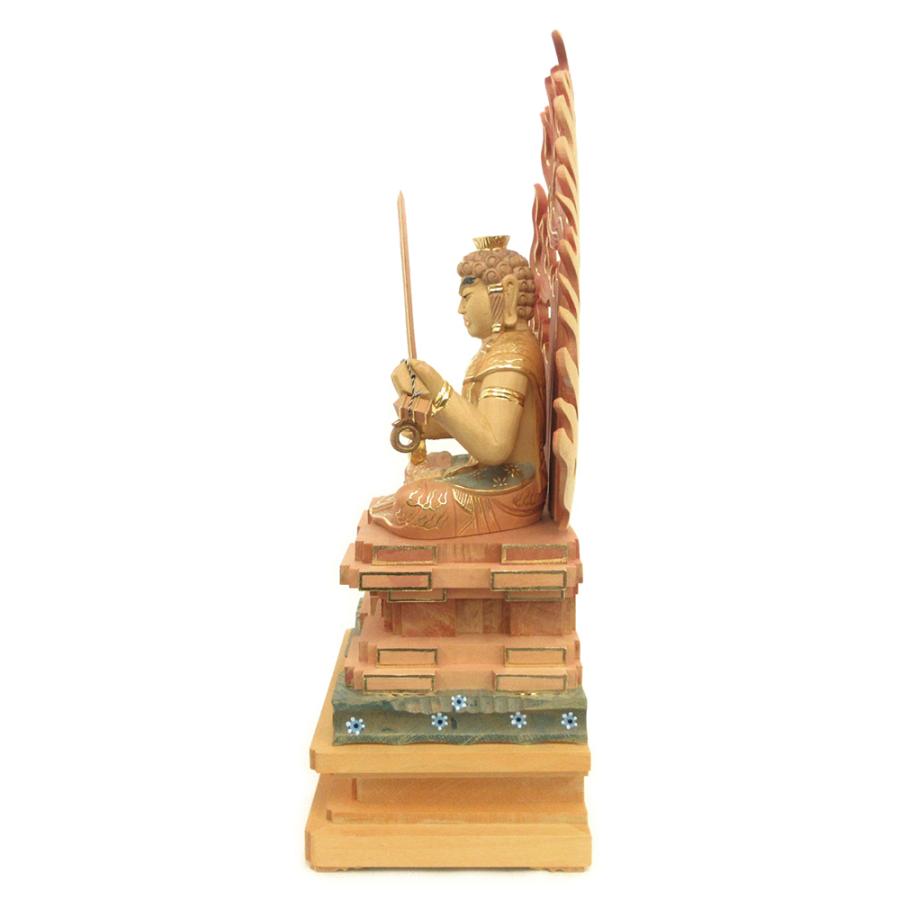 仏像 不動明王 座像 3.5寸 四角台座(瑟々座) 火焔光背 桧木淡 仏像 不動明王 座像 3.5寸 四角台座(瑟々座) 火焔光背 桧木淡