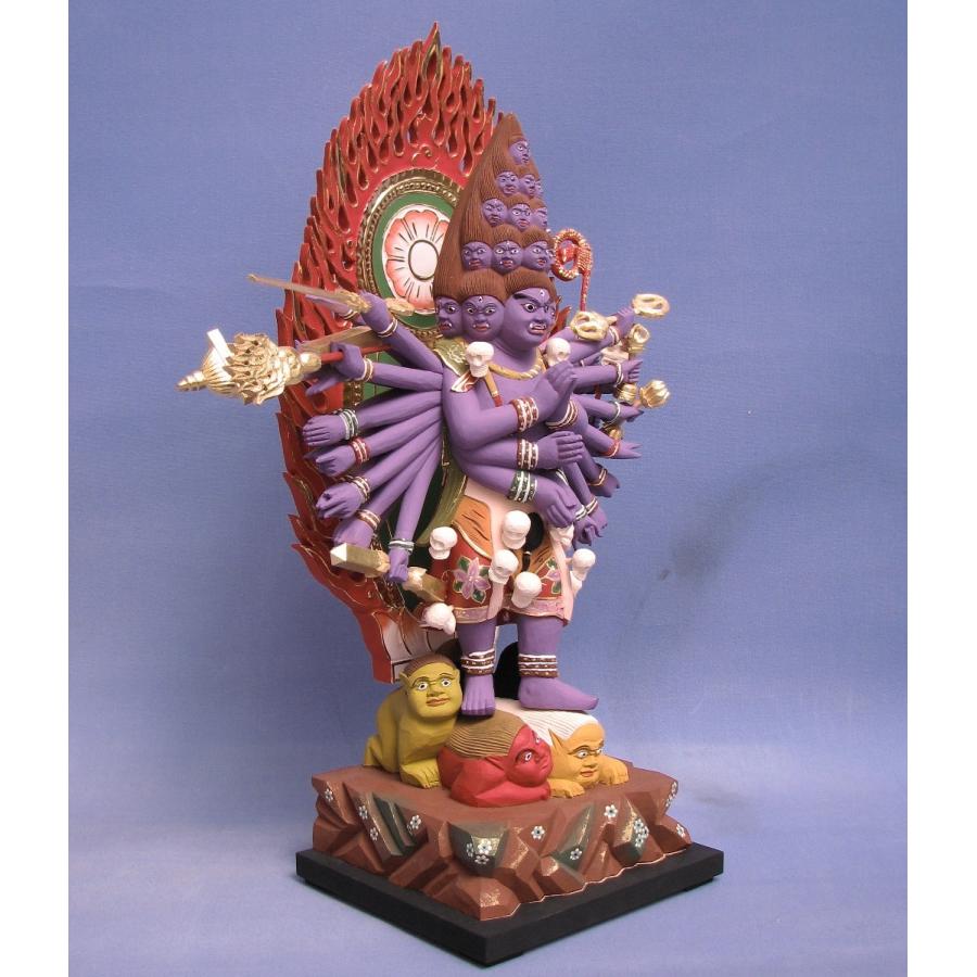 仏像 大元帥明王 十八面三十六臂 立像 7.0寸 桧木彩色 : 栗田こだわり