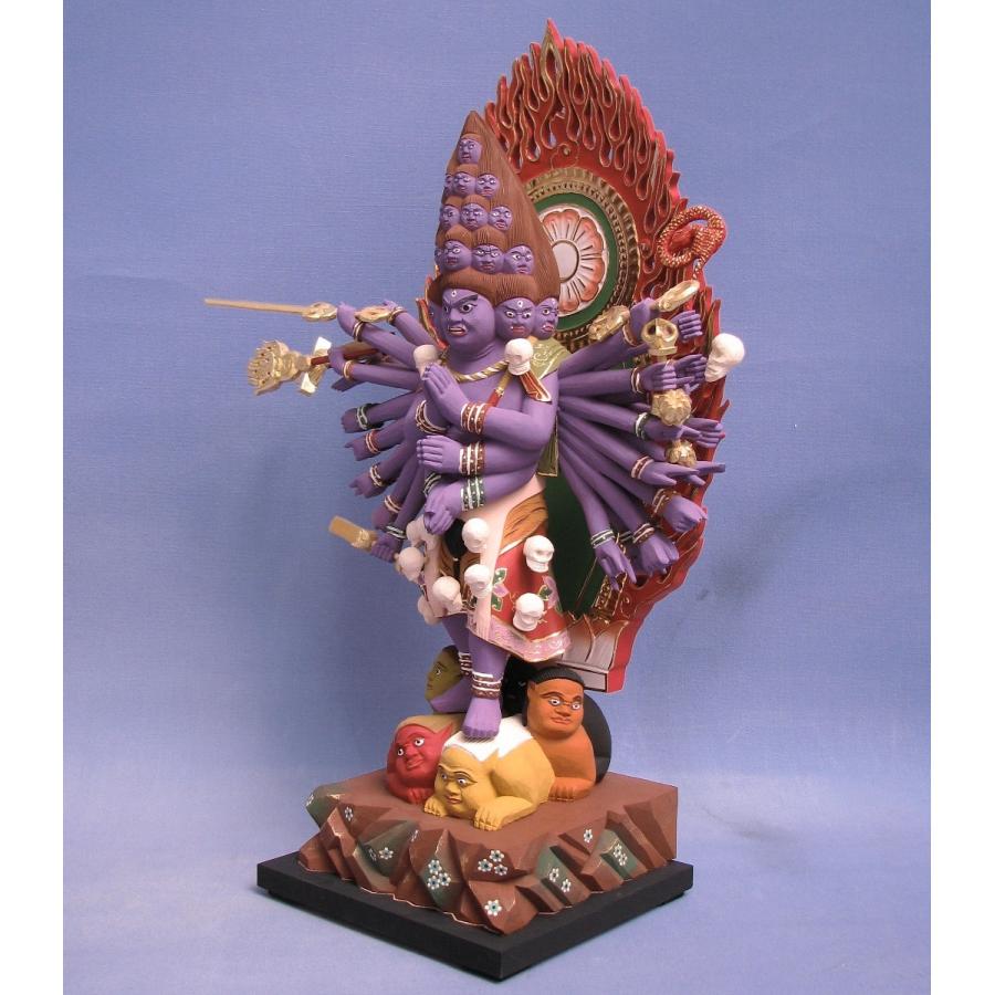 仏像 大元帥明王 十八面三十六臂 立像 7.0寸 桧木彩色 : 栗田こだわり