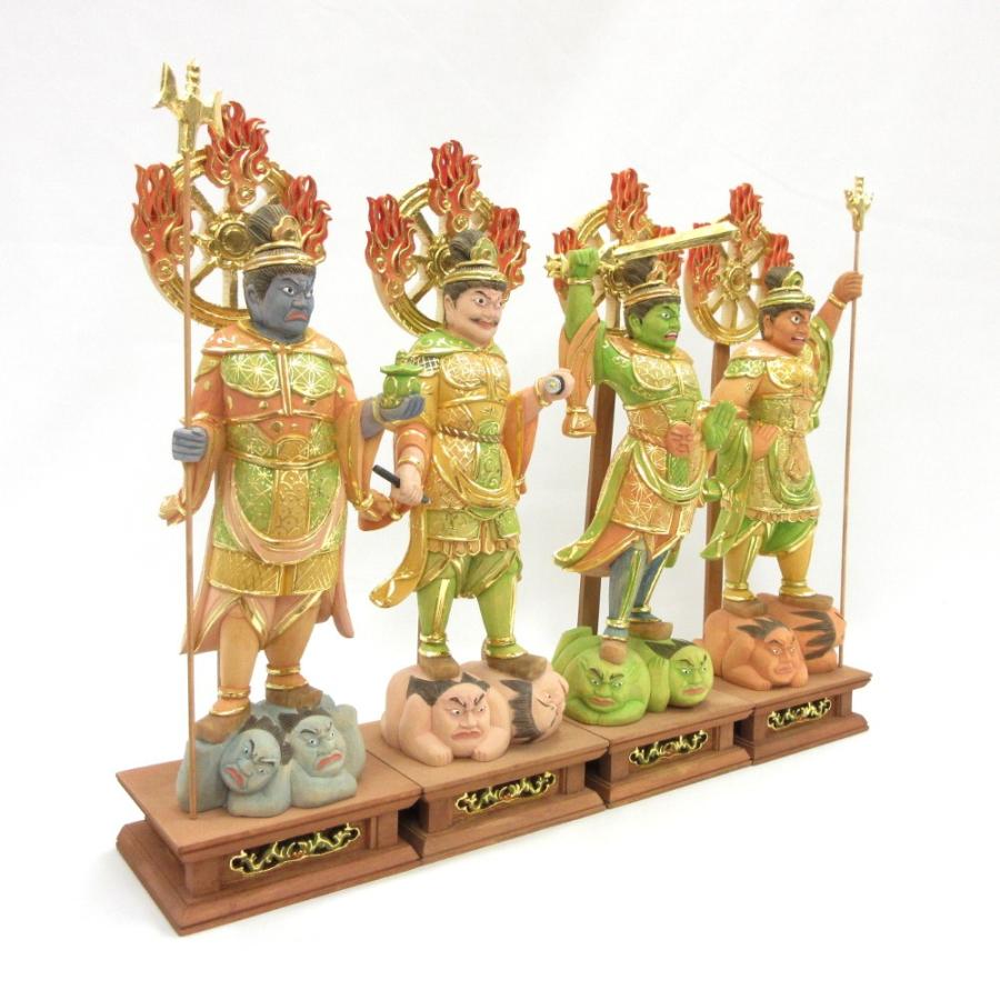 仏像 四天王 立像 5.0寸 桧木彩色 持国天 広目天 増長天 多聞天