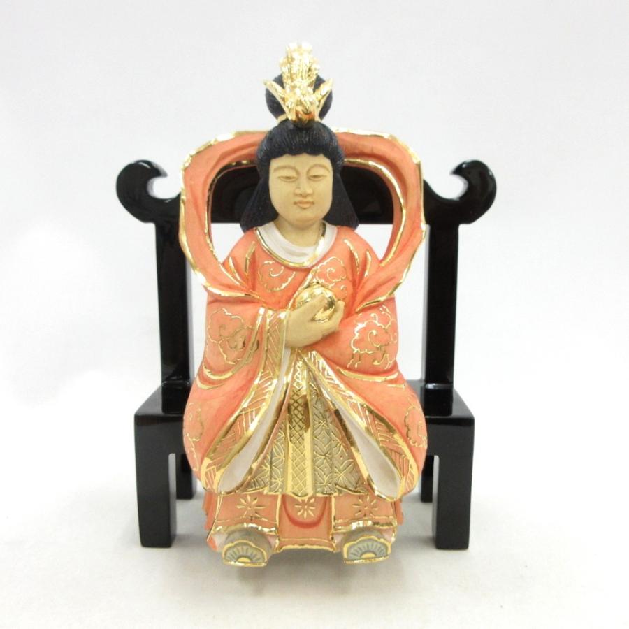 木彫仏像/歳徳神椅子座像総高17cm桧木彩色