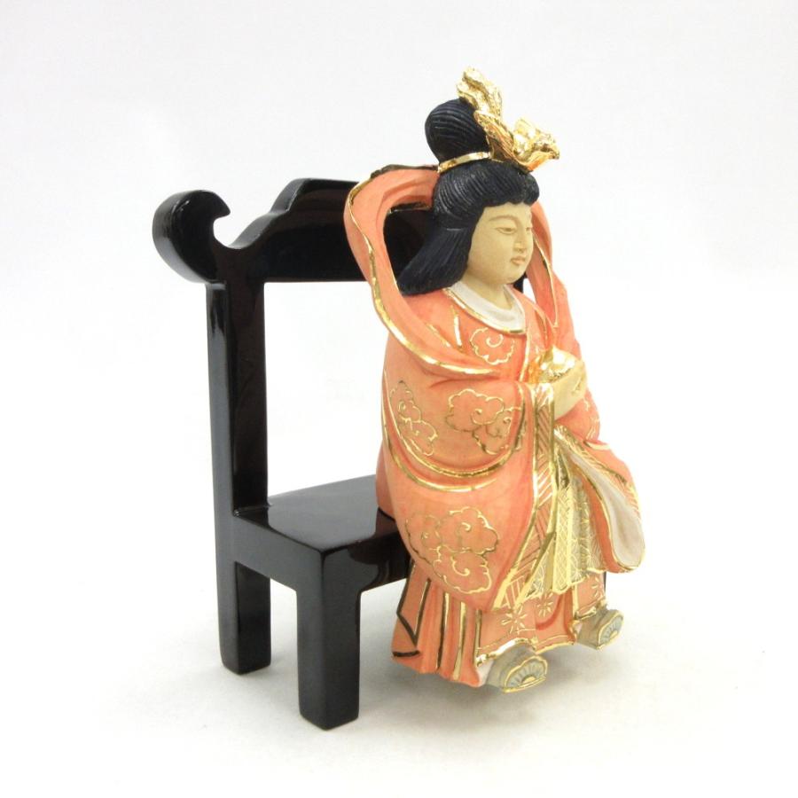木彫仏像/歳徳神椅子座像総高17cm桧木彩色_1
