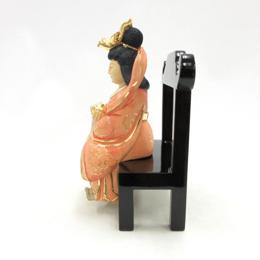 木彫仏像/歳徳神椅子座像総高17cm桧木彩色_3
