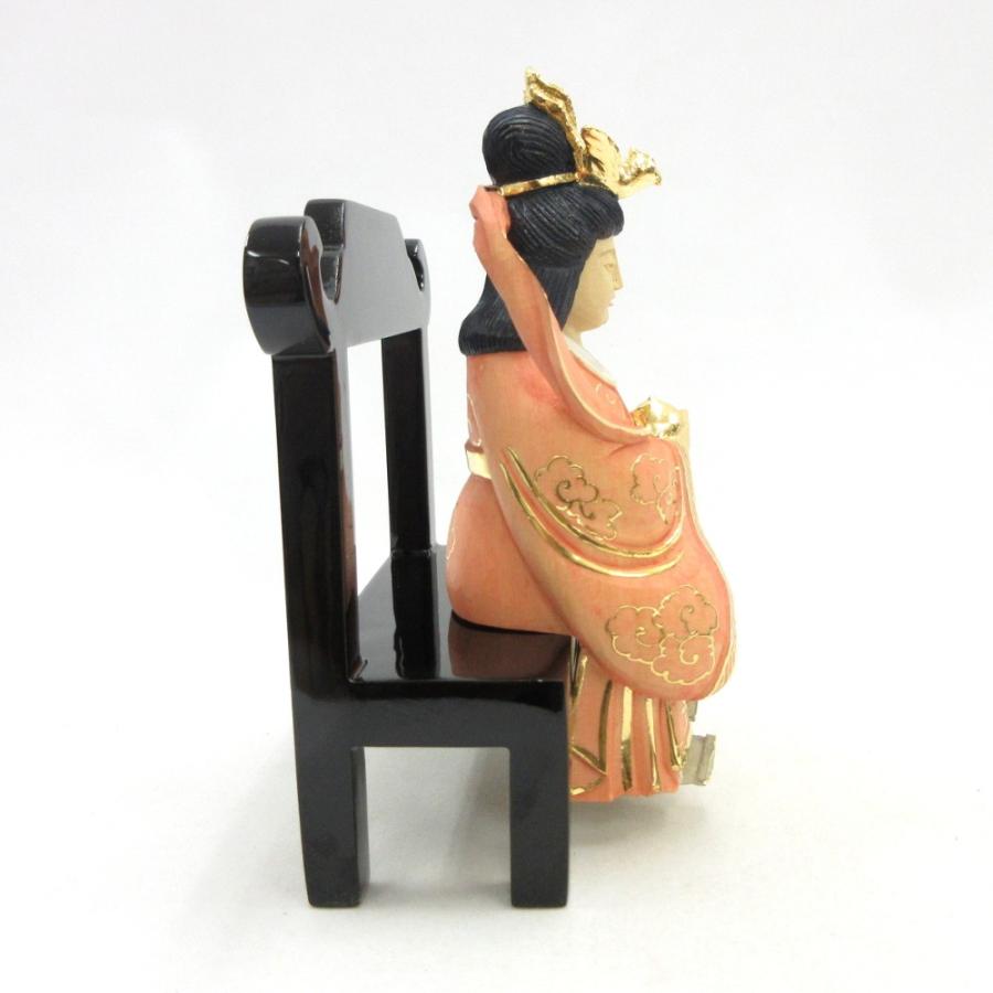 木彫仏像/歳徳神椅子座像総高17cm桧木彩色_4