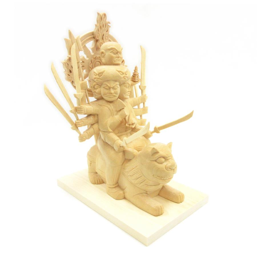 セール中・新品】 韋駄天 荒彫り 総檜 台付 総高さ約46.5㎝ 仏像 檜