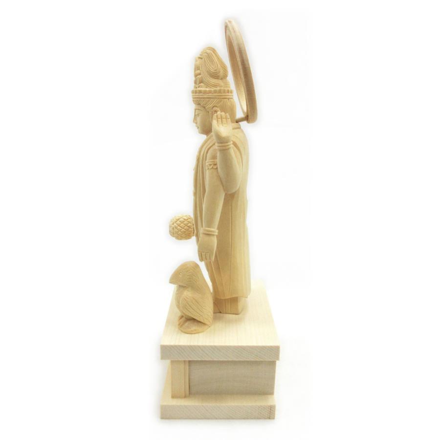 仏像 木彫り 桧 立像 ⁄桧 毘沙門天 東 ヒノキ製 丸座 3寸 真宗大谷