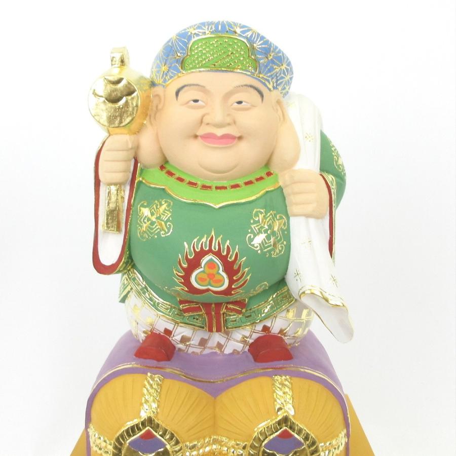 仏像 大黒天 俵座 30cm 台高9.5cm 桧木彩色 檜 ヒノキ 七福神 大黒様 置物_4