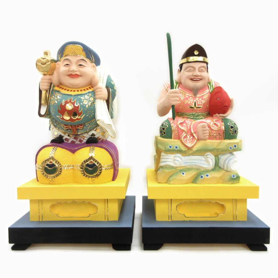 木彫仏像/大黒・恵比須天桧木彩色30cm 【公式通販】