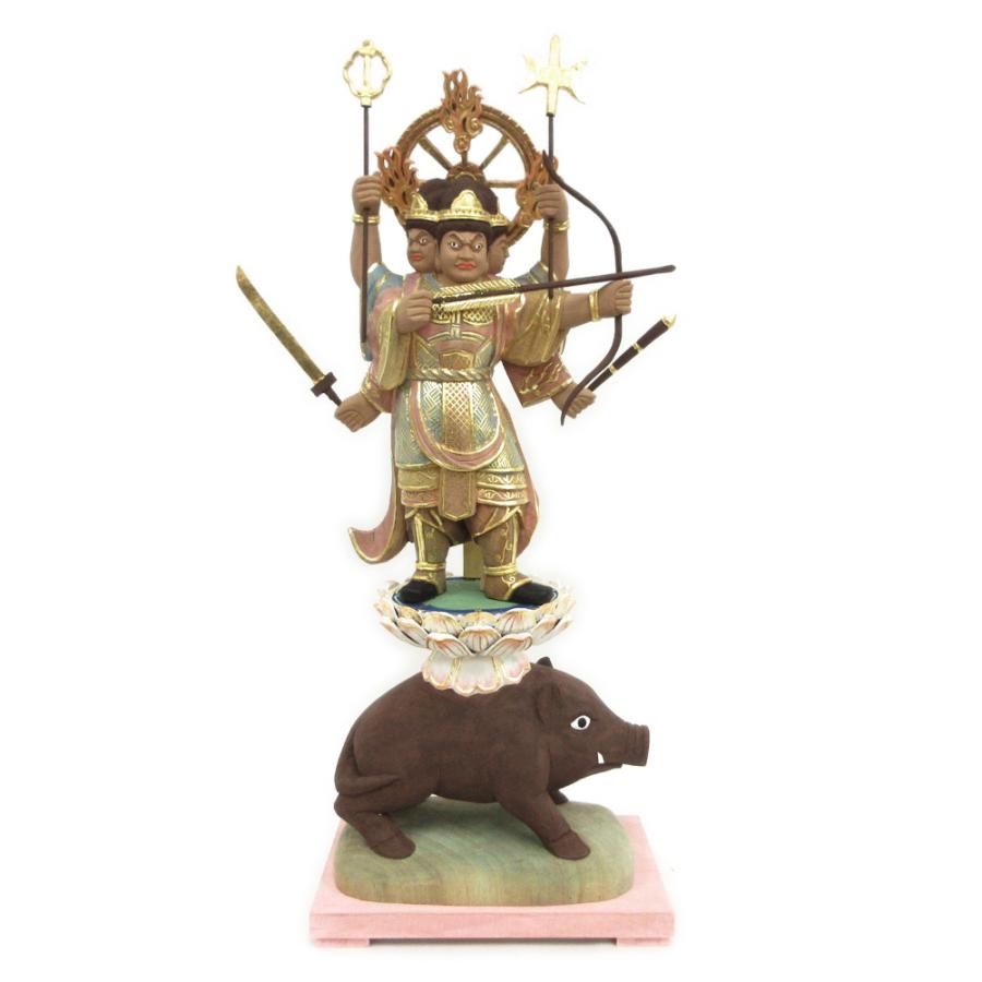 仏教美術 騎猪仏母菩薩 魔利支天護法仏像 銅製 仏像 彫刻 置物 開運 風水 仏像 摩利支天 立像 騎猪像 6.0寸 樟木彩色 護身 蓄財 : 栗田こだわり