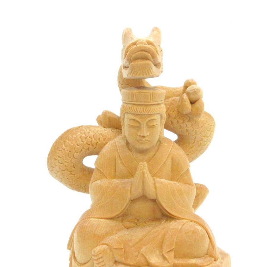 仏像 龍神/龍王 半跏像 総高14cm 桧木_3