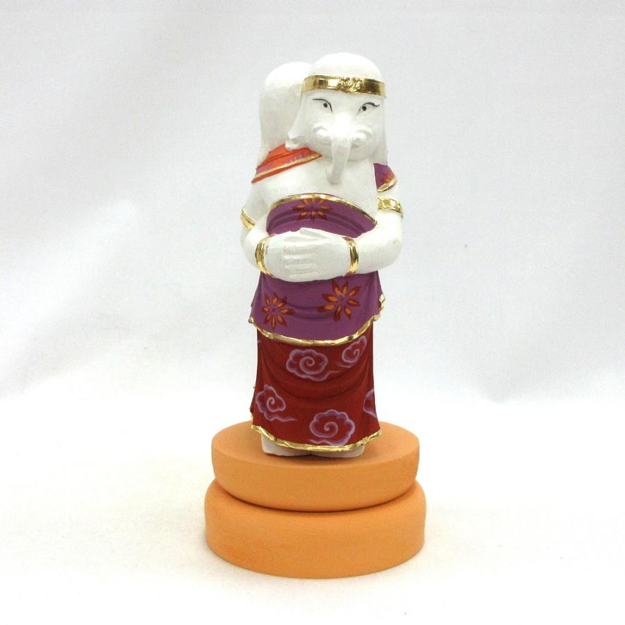 仏像 歓喜天/聖天 双身 立像 総高20cm 桧木彩色 ガネーシャ : 栗田