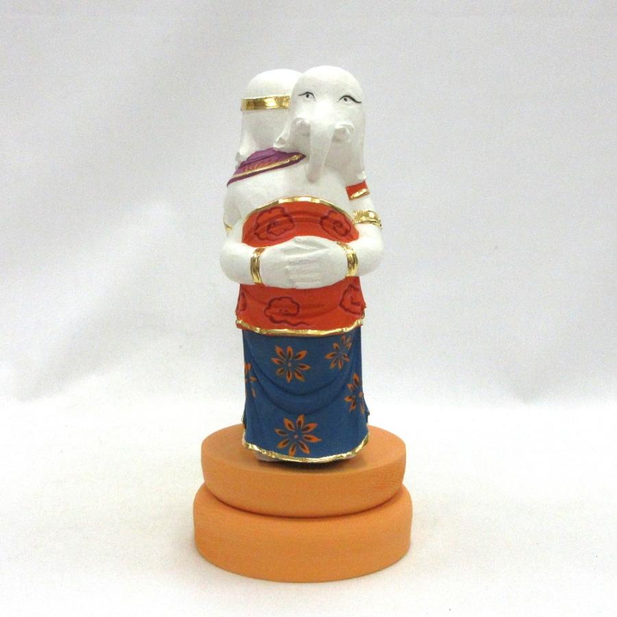 仏像 歓喜天/聖天 双身 立像 総高20cm 桧木彩色 ガネーシャ : 栗田