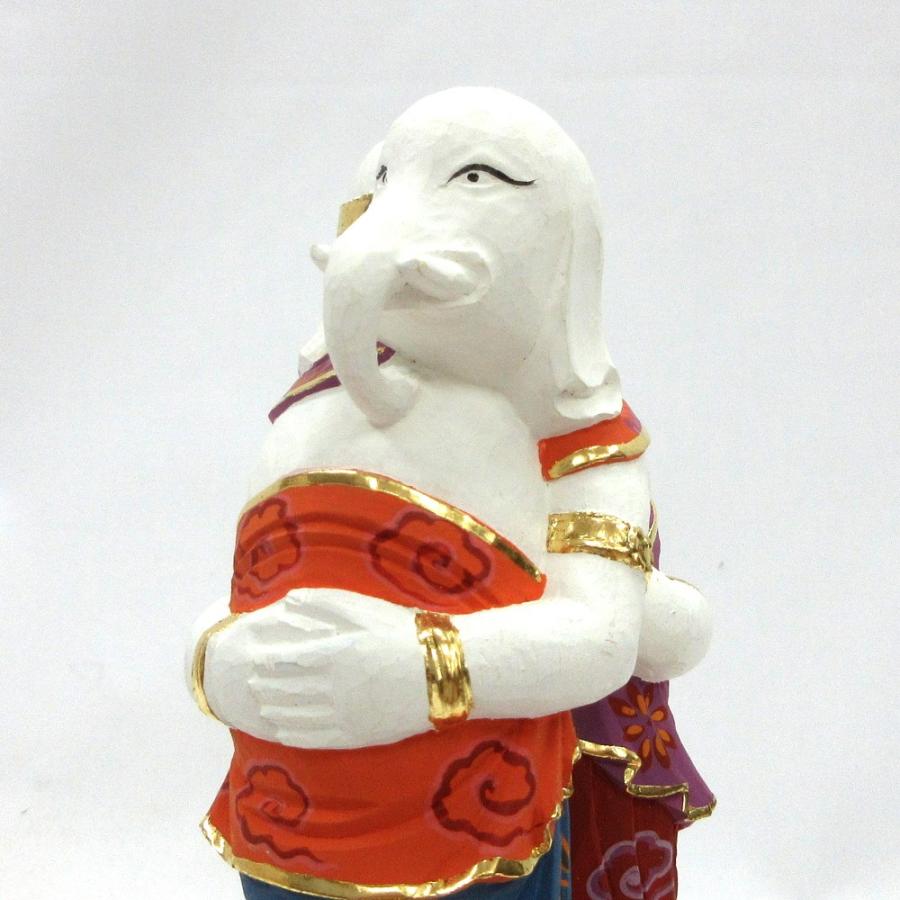 仏像 歓喜天/聖天 双身 立像 総高20cm 桧木彩色 ガネーシャ
