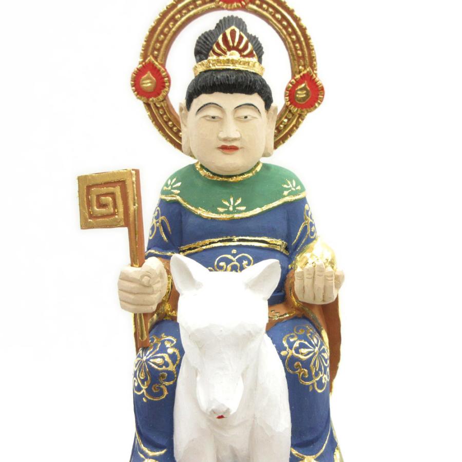 【最上稲荷】神像　仏像 木彫仏像 最上稲荷像 総高21cm つげ材木地仕上 木彫仏像の制作・販売
