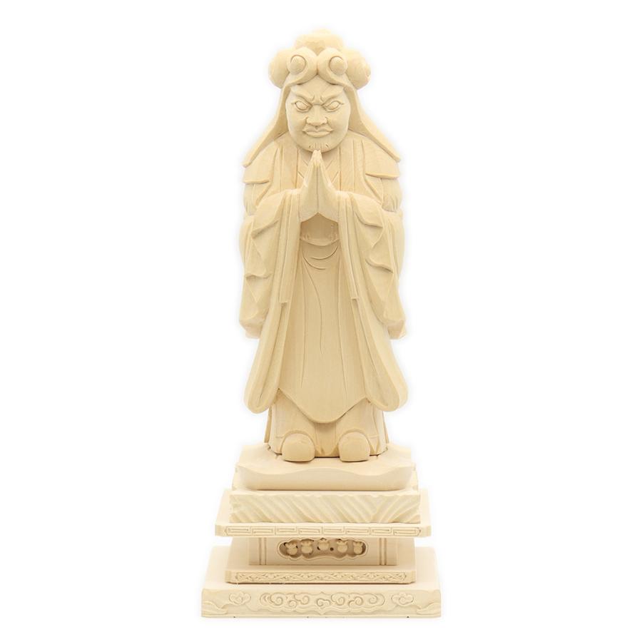 仏像 鬼子母神 鬼形像 立像 6.0寸 四角台 桧木 訶梨帝母 日蓮宗