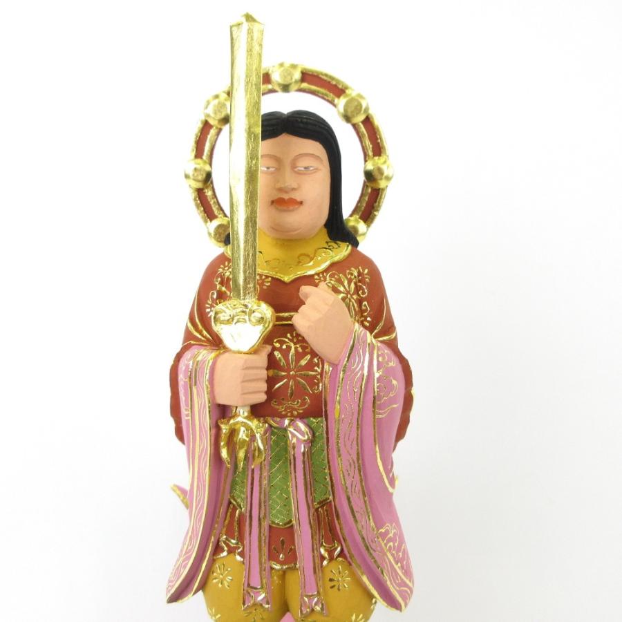 仏像 妙見菩薩 立像 乗亀像 身丈6.0寸 桧木彩色 木彫り仏像 北辰妙見