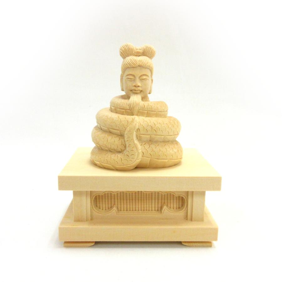 仏像 宇賀神 翁像 8cm 四角台座 桧木 日本製