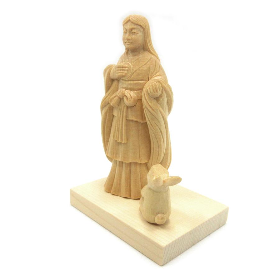 セントポーリア 木瀬おつた様 木彫神像/瀬織津姫（セオリツヒメ） 3.0寸 桧木 うさぎ付き : 栗田