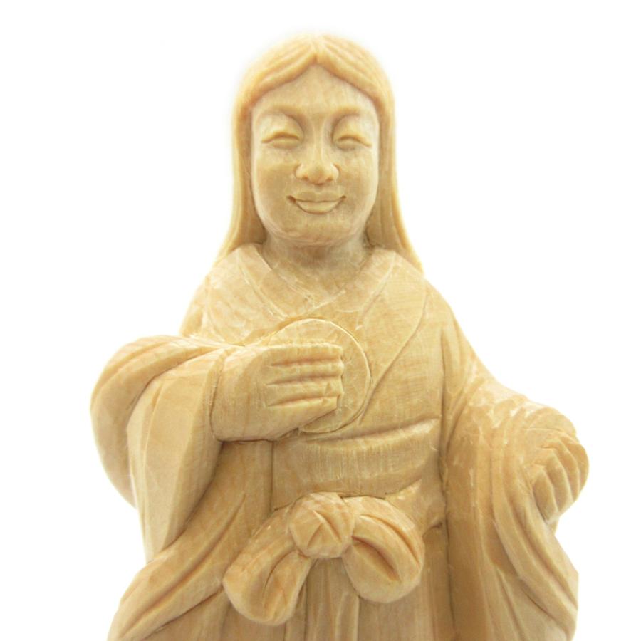 木彫神像/瀬織津姫（セオリツヒメ） 3.0寸 桧木 うさぎ付き : 栗田