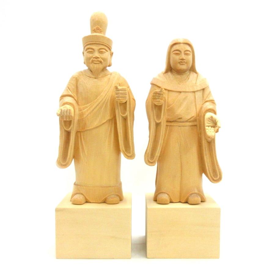 神像 伊豆山権現 男神24cm・女神22cm 一組 桧木