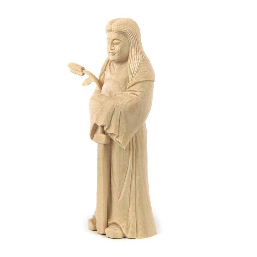 木製彫刻 神像 約15cm 木彫り 仏像 三面大黒天 15cm 桧木製高級木彫り フィギュア 七福神