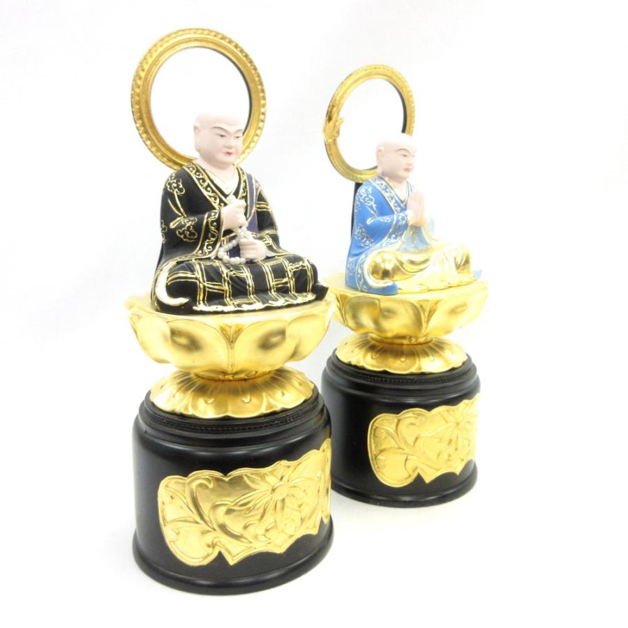仏像 法然 善導 一対 座像 3.0寸 柘植彩色_1