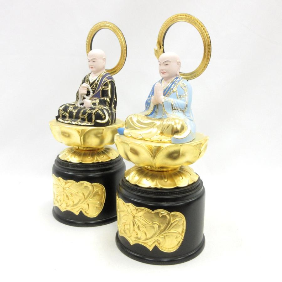 仏像 法然 善導 一対 座像 3.0寸 柘植彩色_2