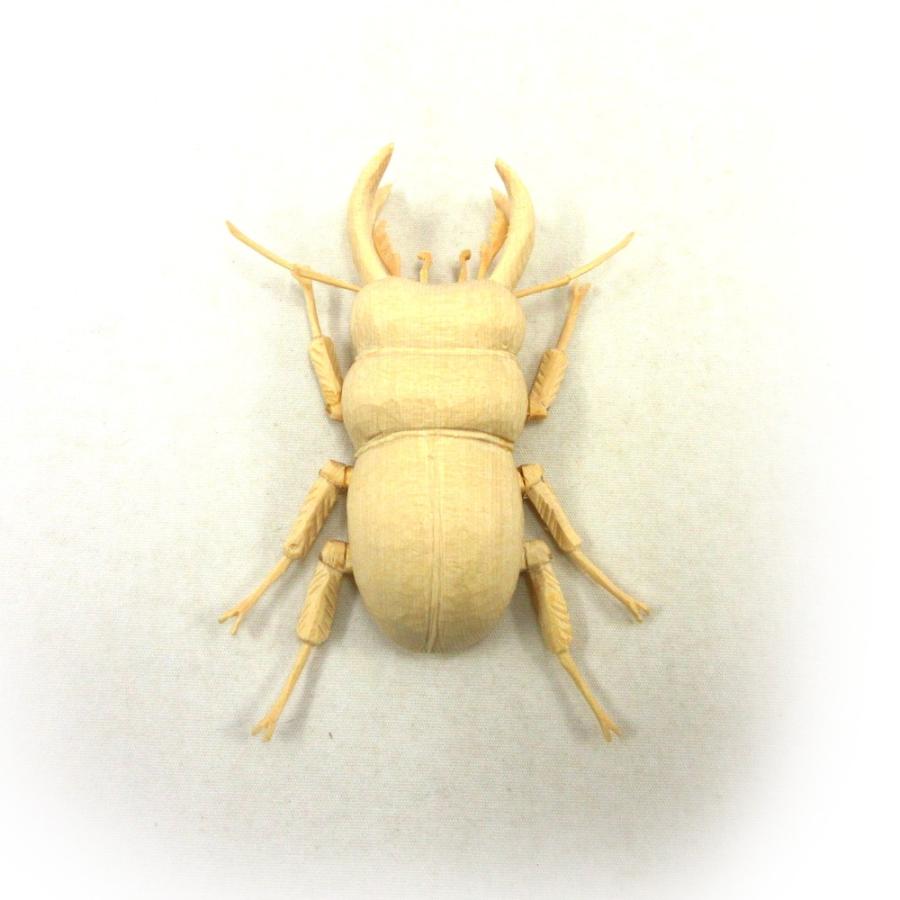 木彫 大クワガタ 全長約9cm 桧木