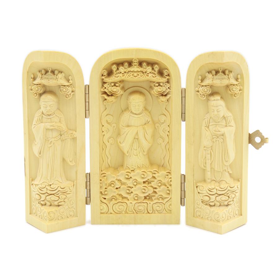御嶽三尊 少彦名命 国常立尊 大己貴神 三開仏筒型 高さ10cm 水 御嶽三尊 少彦名命 国常立尊 大己貴神 三開仏筒型 高さ10cm 水