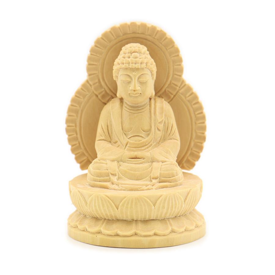 ミニ仏像 釈迦如来 座像 総高5cm 柘植 曹洞宗 臨済宗 天台宗 禅宗 本尊