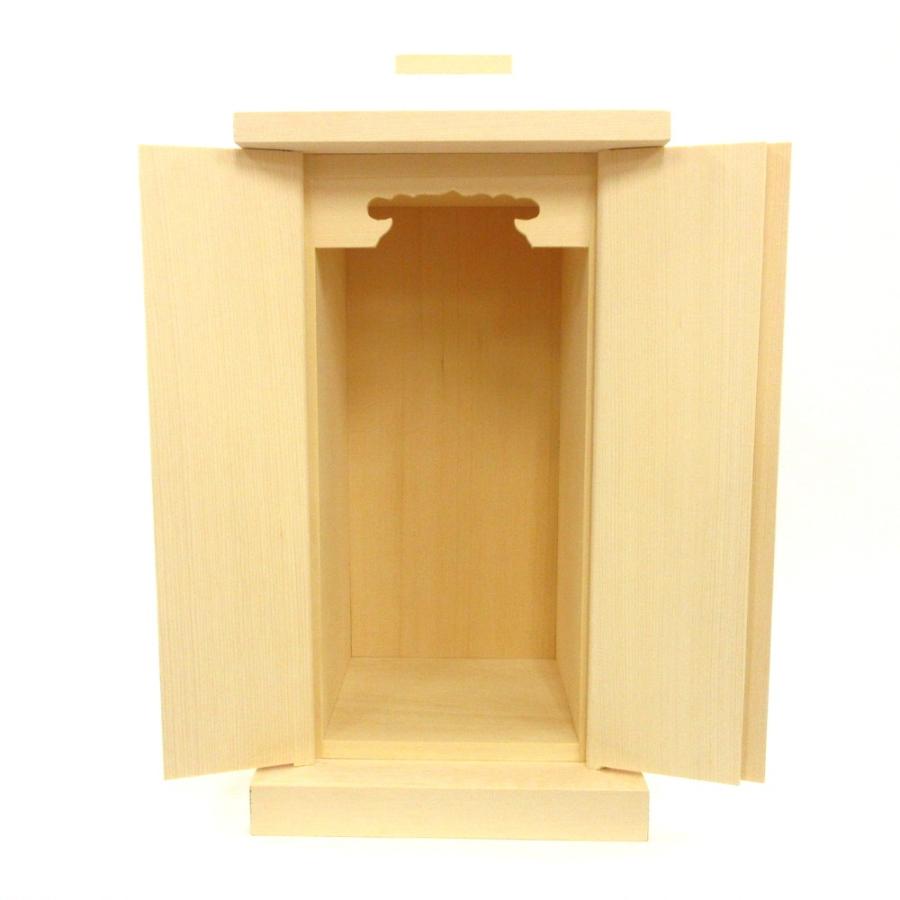 木製仏具 白木厨子 内寸W14*D14*H30cm 桧木 お厨子_1