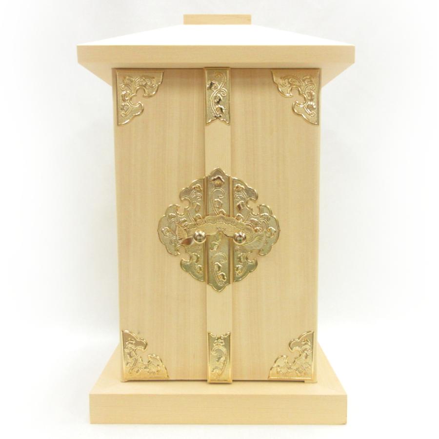 木製仏具 白木厨子 金具付 内寸W16*D16*H26cm 桧木 総ひのき お厨子 