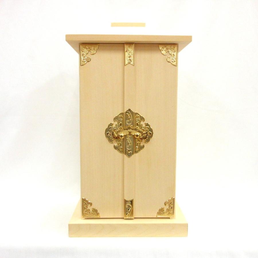 木製仏具/白木厨子 金具付 内寸20*20*38cm 桧木