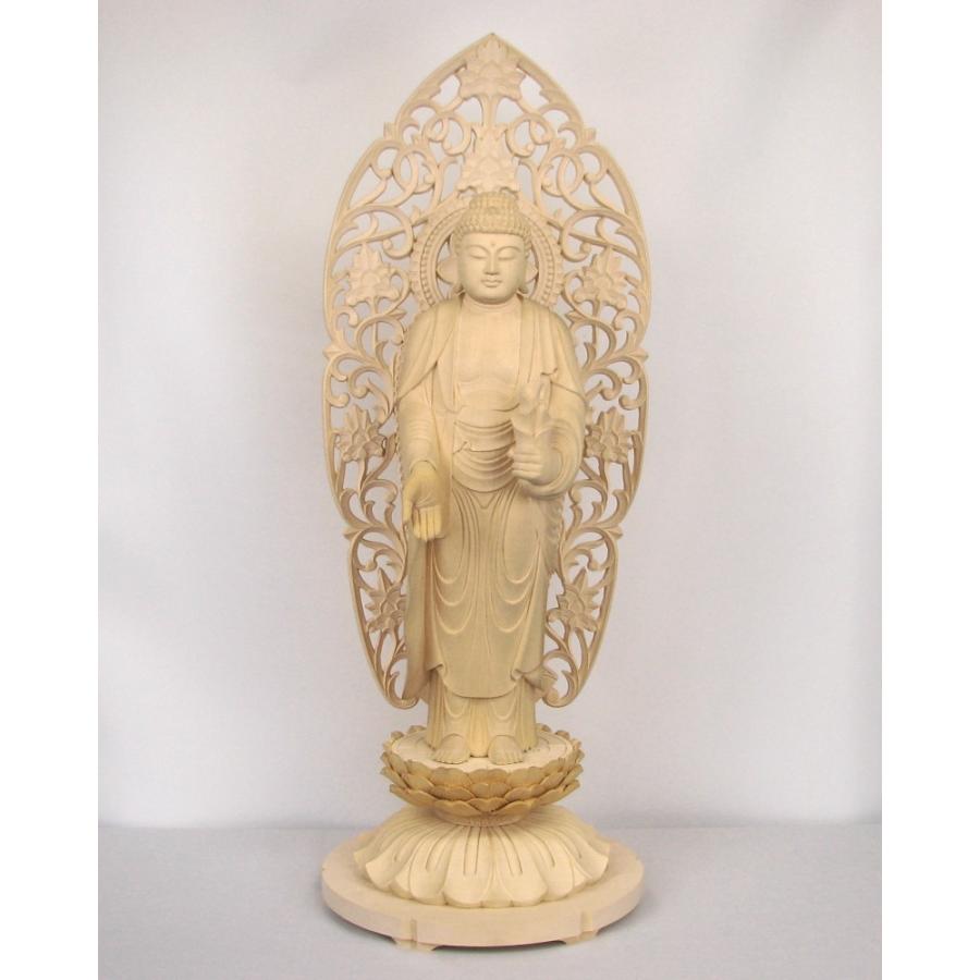 仏像 宝生如来 偶像 身の長1.5尺 締め高80珊 草光輪 円台 桧木 美術、工芸品-楽器、手芸、コレクション